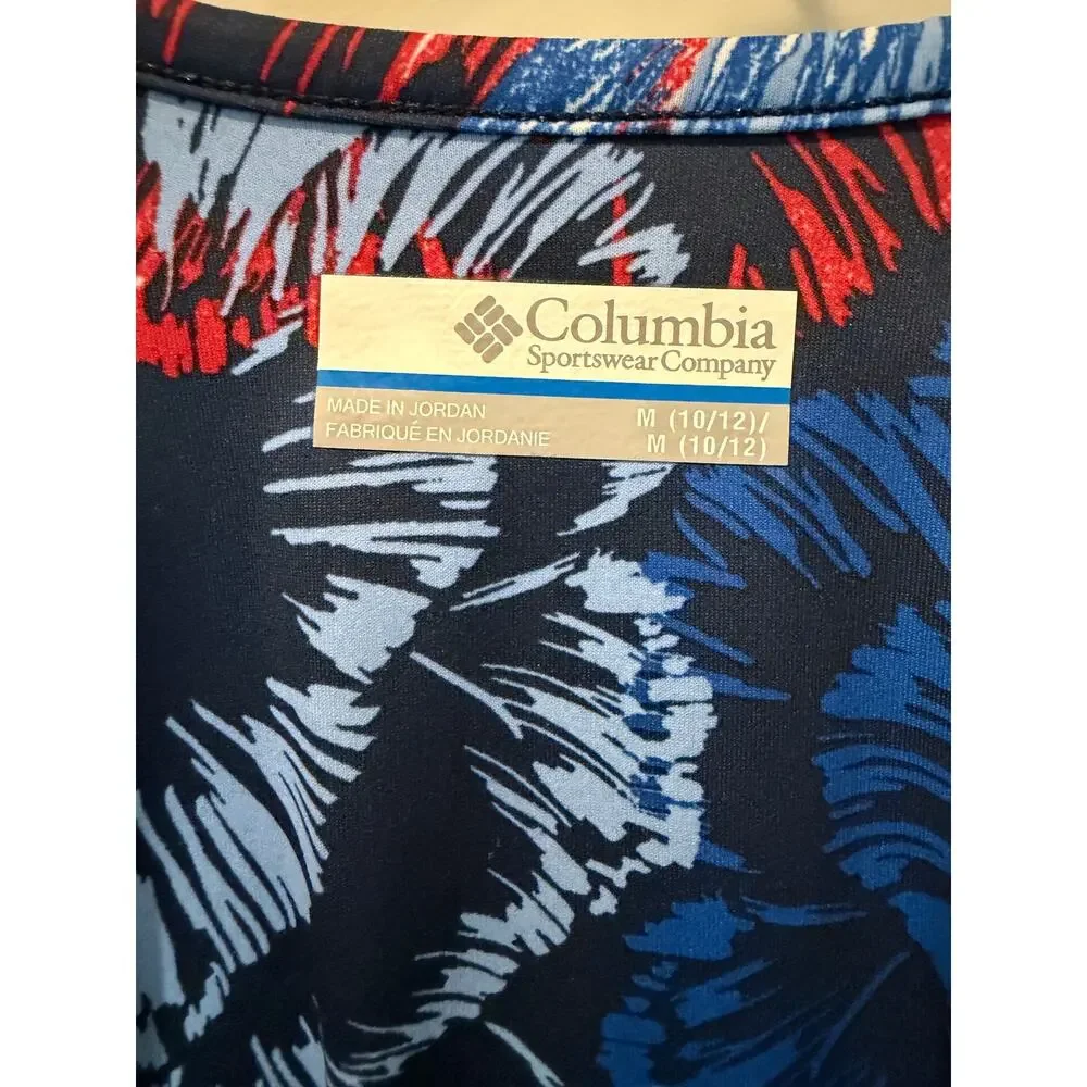 Columbia Sportswear PFG Girls Medium (10/12) Floral Dress Blue Red Sleeveless